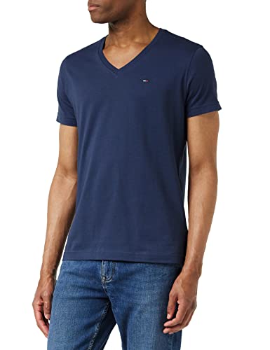 Tommy Hilfiger T-Shirt Herren Kurzarm TJM Original V-Ausschnitt, Blau (Black Iris), L von Tommy Hilfiger