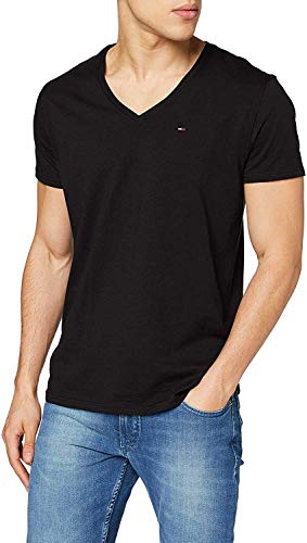 Tommy Jeans Herren T-Shirt Kurzarm TJM Original V-Ausschnitt, Schwarz (Tommy Black), XS von Tommy Jeans