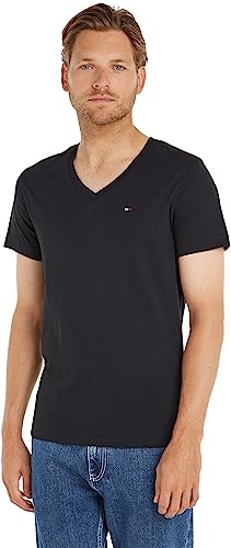 Tommy Hilfiger T-Shirt Herren Kurzarm TJM Original V-Ausschnitt, Schwarz (Tommy Black), XXL von Tommy Hilfiger