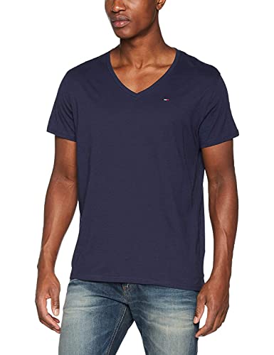 Tommy Jeans Herren T-Shirt Kurzarm TJM Original V-Ausschnitt, Blau (Black Iris), XL von Tommy Jeans