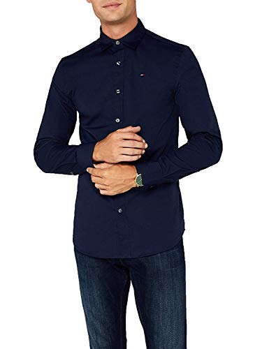 Tommy Jeans Herren Original Stretch Lang - Regulär Slim Fit Freizeithemd Blau (BLACK IRIS-PT 002), M von Tommy Jeans