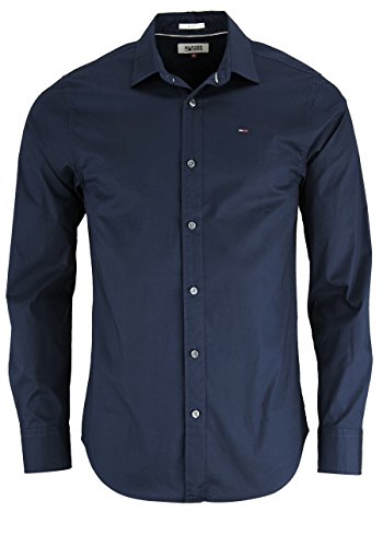 Tommy Jeans Herren Original Stretch Lang - Regulär Slim Fit Freizeithemd Blau (BLACK IRIS-PT 002), M von Tommy Jeans