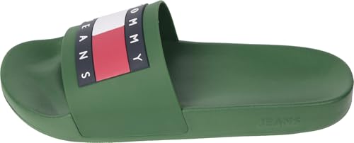 Tommy Jeans Herren Badeschuhe mit Logo, Grün (Terrain), 40 von Tommy Jeans