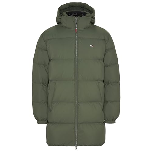 Tommy Jeans Herren Parka Essential Down Winter, Grün (Drab Olive Green), S von Tommy Hilfiger