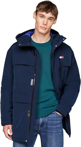 Tommy Jeans Herren Parka Tech Canvas mit Kapuze, Blau (Dark Night Navy), M von Tommy Jeans