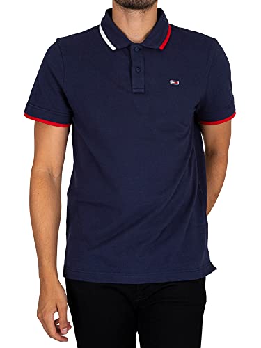 Tommy Jeans Herren Poloshirt Kurzarm Reg Flag Regular Fit, Blau (Twilight Navy), S von Tommy Jeans