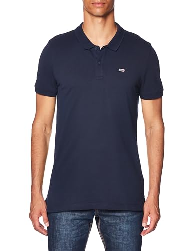 Tommy Jeans Herren Poloshirt Kurzarm Slim Fit, Blau (Dark Night Navy), 5XL von Tommy Jeans