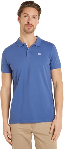 Tommy Jeans Herren Poloshirt Kurzarm Slim Fit, Blau (Persian Blue), 5XL von Tommy Jeans