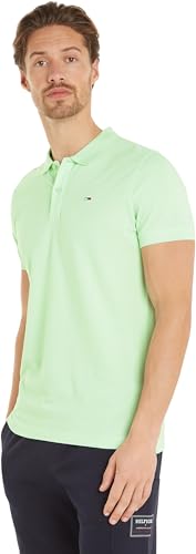 Tommy Jeans Herren Tjm Slim Placket Ext Dm0dm18312 Kurzarm Poloshirts, Grün, L EU von Tommy Jeans