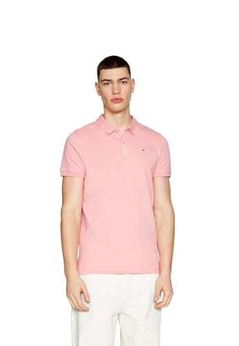 Tommy Jeans Herren Poloshirt Kurzarm Slim Fit, Rosa (Tickled Pink), XXXL von Tommy Jeans