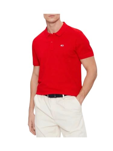 Tommy Jeans Herren Poloshirt Kurzarm Slim Fit, Rot (Deep Crimson), L von Tommy Jeans