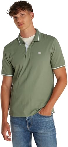 Tommy Jeans Herren Poloshirt Kurzarm Tipped Regular Fit, Grün (Aruba Green), S von Tommy Jeans