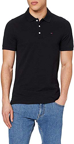 Tommy Jeans Herren Original Fine Pique Kurzarm Polo Shirt, Schwarz, S von Tommy Hilfiger