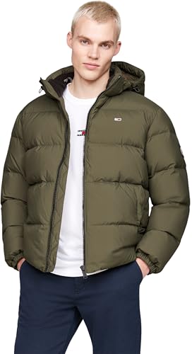 Tommy Jeans Herren Pufferjacke Essential Down Jacket Warm, Grün (Fatigue Green), XXL von Tommy Jeans