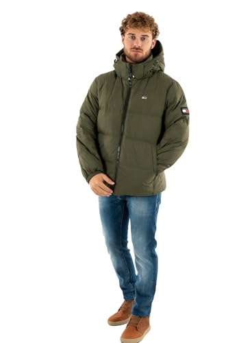 Tommy Jeans Herren Pufferjacke Essential Down Jacket Warm, Grün (Fatigue Green), XXL von Tommy Jeans