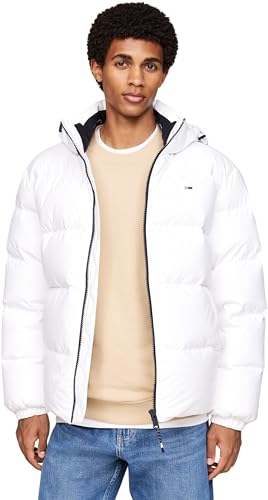 Tommy Jeans Herren Pufferjacke Essential Down Jacket Warm, Weiß (White), XXL von Tommy Jeans