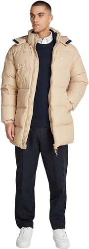 Tommy Jeans Herren Pufferjacke Essential Down Parka mit Kapuze, Beige (Gentle Gold), L von Tommy Jeans