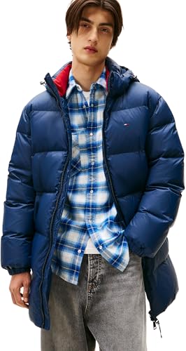Tommy Jeans Herren Pufferjacke Essential Down Parka mit Kapuze, Blau (Dark Night Navy), XXL von Tommy Jeans