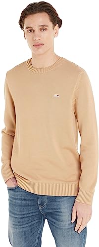 Tommy Jeans Herren Pullover Essential Crew Neck Strickpullover, Beige (Tawny Sand), 3XL von Tommy Jeans