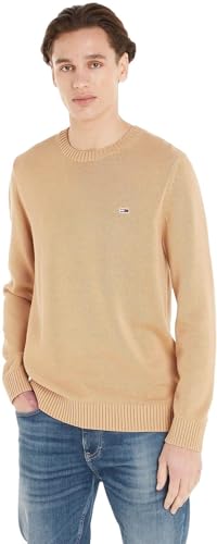 Tommy Jeans Herren Pullover Essential Crew Neck Strickpullover, Beige (Tawny Sand), L von Tommy Hilfiger