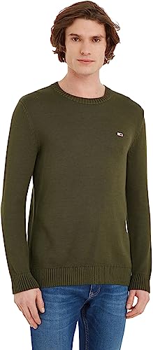 Tommy Jeans Herren Pullover Essential Crew Neck Strickpullover, Grün (Drab Olive Green), 3XL von Tommy Jeans