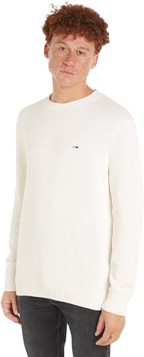 Tommy Jeans Herren TJM SLIM ESSNTLS C-NECK SWEATER DM0DM18370, White (Ancient White), L von Tommy Jeans