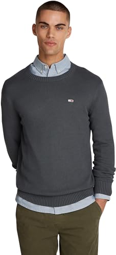 Tommy Jeans Herren Pullover Slim Fit Crew Neck Sweater Strickpullover, Grau (New Charcoal), M von Tommy Jeans