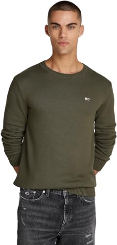 Tommy Jeans Herren Pullover Slim Fit Crew Neck Sweater Strickpullover, Grün (Fatigue Green), M von Tommy Jeans
