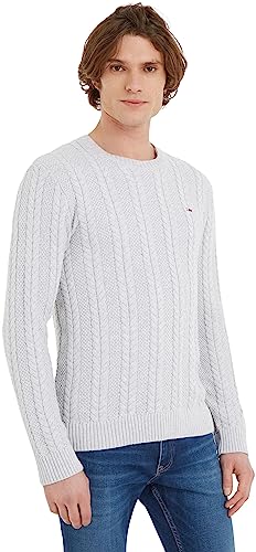 Tommy Jeans Herren Pullover Strickpullover, Silber (Silver Grey Htr), 3XL von Tommy Jeans