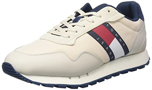 Tommy Jeans Herren Retro Leder TJM Runner Sneaker, Beige, 44 EU von Tommy Jeans