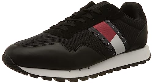 Tommy Jeans Herren Runner Sneaker Retro Sportschuhe, Schwarz (Black), 45 von Tommy Jeans