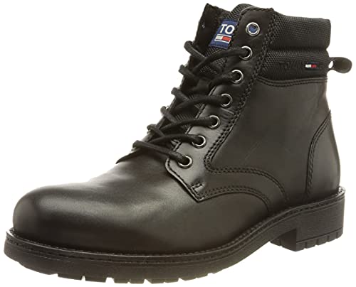 Tommy Jeans Herren Schnürstiefel Klassische Kurze Schnür-Stiefel, Schwarz, 45 EU von Tommy Jeans