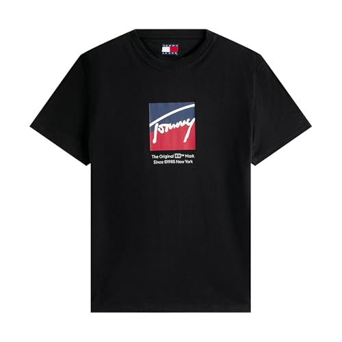 Tommy Jeans Herren Signature Logo Graphic T-Shirt, Schwarz, Original Mark Design, Black, XXL von Tommy Jeans
