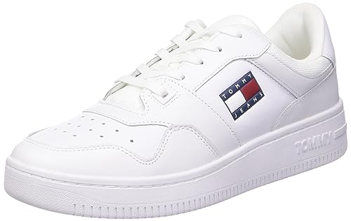 Tommy Jeans Herren Cupsole Sneaker Retro Basket Schuhe, Weiß (White), 42 von Tommy Jeans