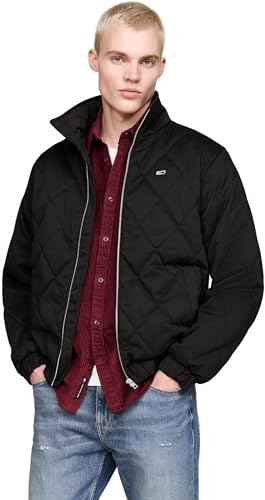 Tommy Jeans Herren Steppjacke Essential Quilted Jacket mit Reißverschluss, Schwarz (Black), M von Tommy Jeans