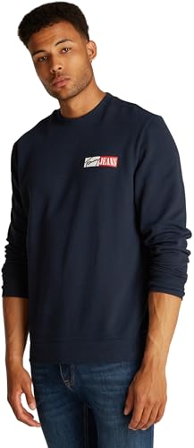 Tommy Jeans Herren Sweatshirt Entry Graphic Rundhalsausschnitt, Blau (Dark Night Navy), XS von Tommy Jeans
