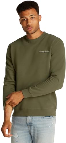 Tommy Jeans Herren Sweatshirt Linear Rundhalsausschnitt, Grün (Fatigue Green), XS von Tommy Jeans
