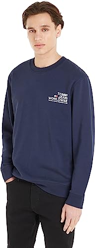 Tommy Jeans Herren Sweatshirt Regular Entry Graphic Crew ohne Kapuze, Blau (Twilight Navy), L von Tommy Jeans