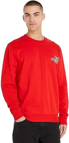 Tommy Jeans Herren Sweatshirt Regular Entry Graphic Crew ohne Kapuze, Rot (Deep Crimson), L von Tommy Jeans