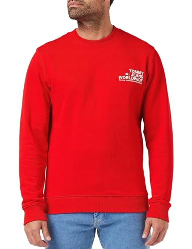 Tommy Jeans Herren Sweatshirt Regular Entry Graphic Crew ohne Kapuze, Rot (Deep Crimson), S von Tommy Jeans