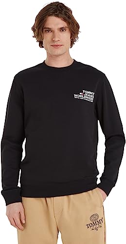 Tommy Jeans Herren Sweatshirt Regular Entry Graphic Crew ohne Kapuze, Schwarz (Black), L von Tommy Jeans