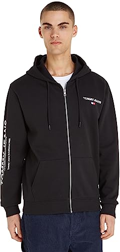 Tommy Jeans Herren Sweatshirt Regular Entry Zip-Thru mit Reißverschluss, Schwarz (Black), XS von Tommy Jeans