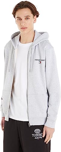 Tommy Jeans Herren Sweatshirt Regular Entry Zip-Thru mit Reißverschluss, Silber (Silver Grey Htr), XXL von Tommy Jeans