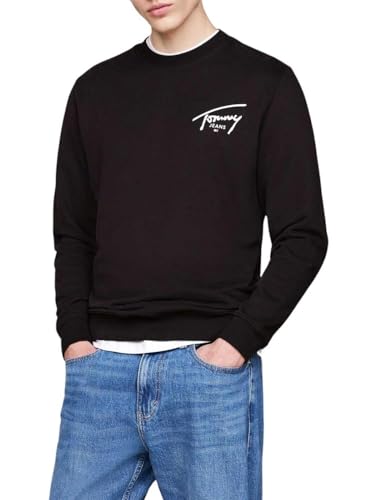 Tommy Jeans Herren Sweatshirt Regular Fit Entry Graphic Rundhalsausschnitt, Schwarz (Black), XXL von Tommy Jeans