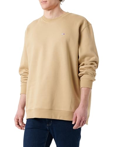Tommy Jeans Herren Sweatshirt Regular Fit Flag Fleece Rundhalsausschnitt, Beige (Relic Tan), XXL von Tommy Jeans