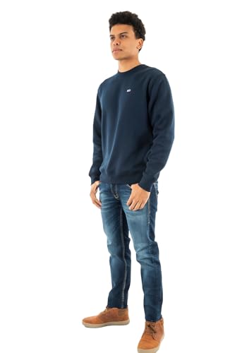 Tommy Jeans Herren Sweatshirt Regular Fit Flag Fleece Rundhalsausschnitt, Blau (Dark Night Navy), XXL von Tommy Jeans