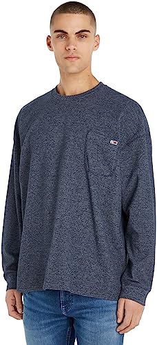 Tommy Jeans Herren Sweatshirt Relaxed Waffle ohne Kapuze, Blau (Twilight Navy), L von Tommy Jeans