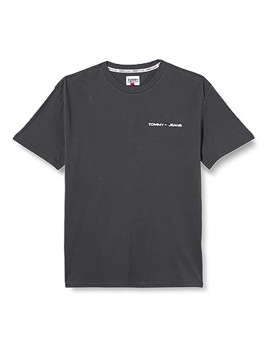 Tommy Jeans Herren T-Shirt Kurzarm Linear Chest Rundhalsausschnitt, Grau (New Charcoal), XXL von Tommy Jeans