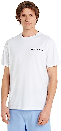 Tommy Jeans Herren T-Shirt Kurzarm Linear Chest Rundhalsausschnitt, Weiß (White), 3XL von Tommy Jeans