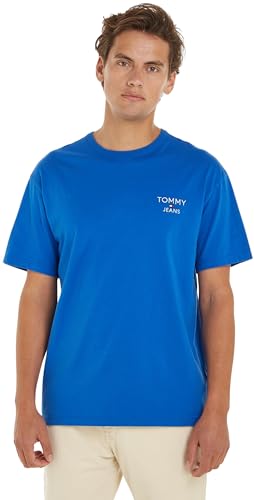 Tommy Jeans Herren T-Shirt Kurzarm Rundhalsausschnitt, Blau (Persian Blue), L von Tommy Jeans